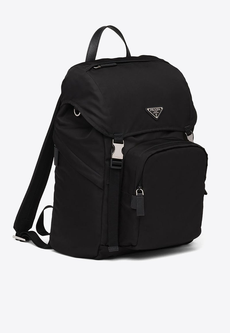 Logo Plaque Leather Backpack