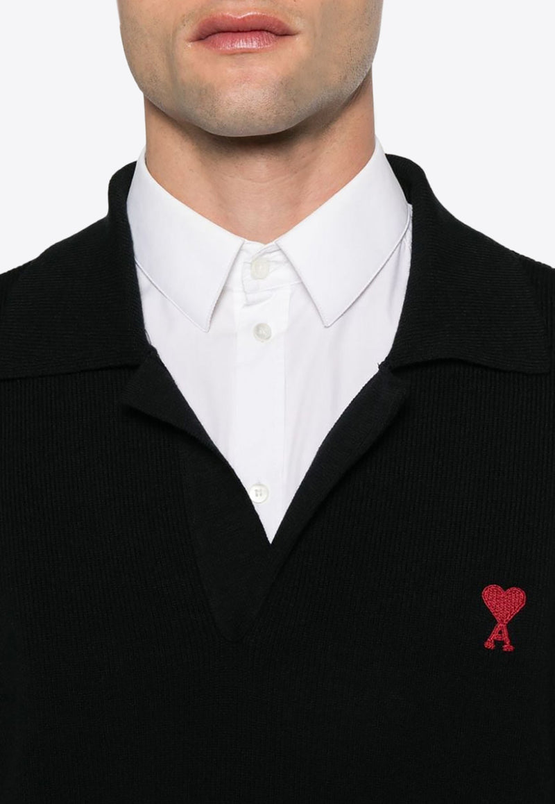 Ami De Coeur Embroidered Polo Sweater