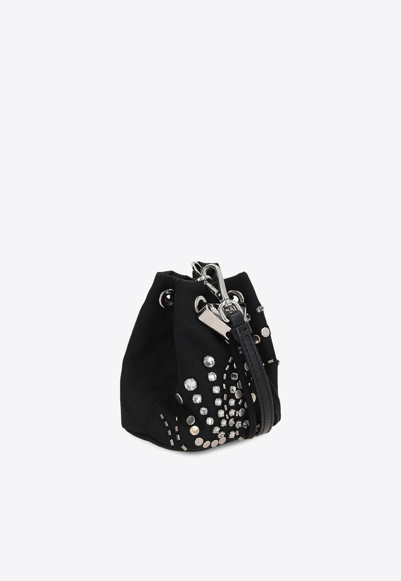 Logo Plaque Studded Bucket Bag