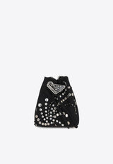 Logo Plaque Studded Bucket Bag