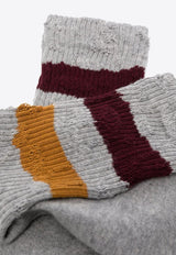 Stripe-Detail Ribbed Knit Socks