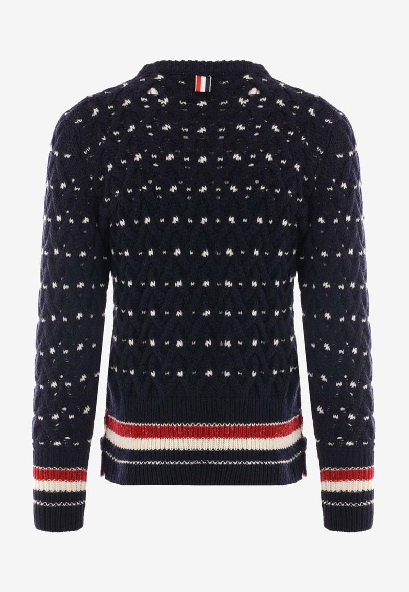 Donegal Cable-Knit Crewneck Sweater