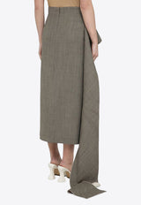 Draped Wool Midi Skirt