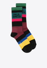 Intarsia Logo Striped Socks