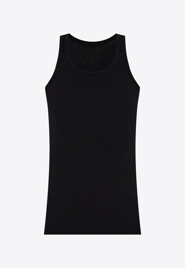 Logo Embroidered Rib Knit Tank Top