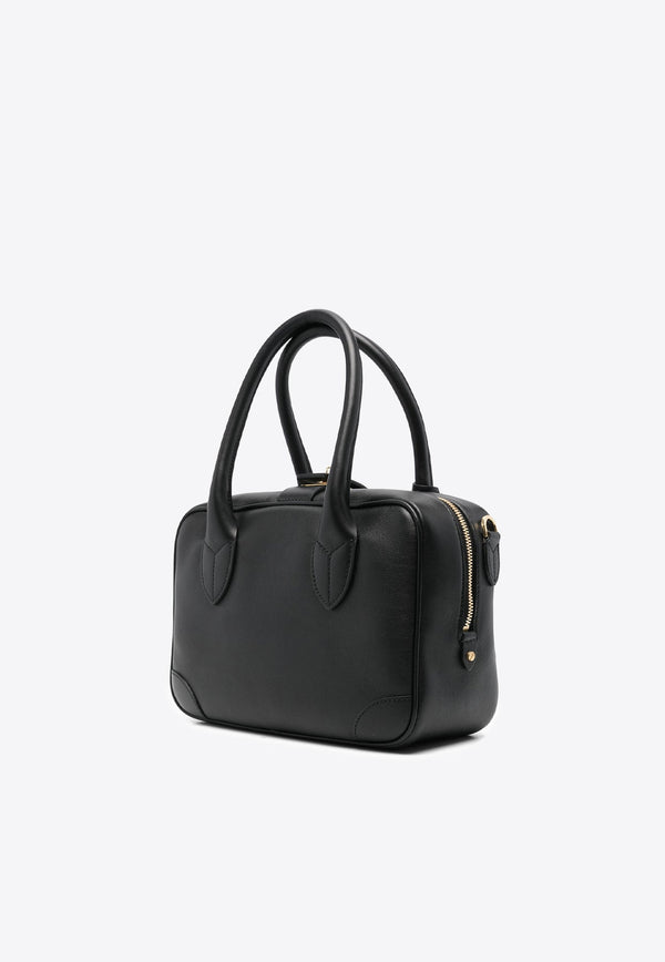 Vita Grained Leather Top Handle Bag