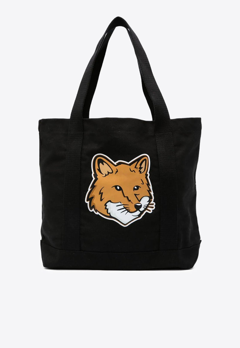 Fox Logo Print Canvas Tote Bag