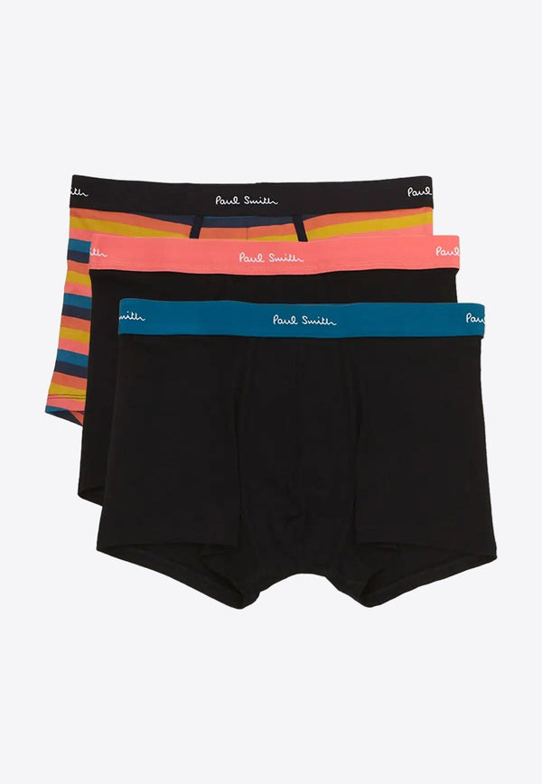 Logo Waistband Striped Trunks - Set of 3