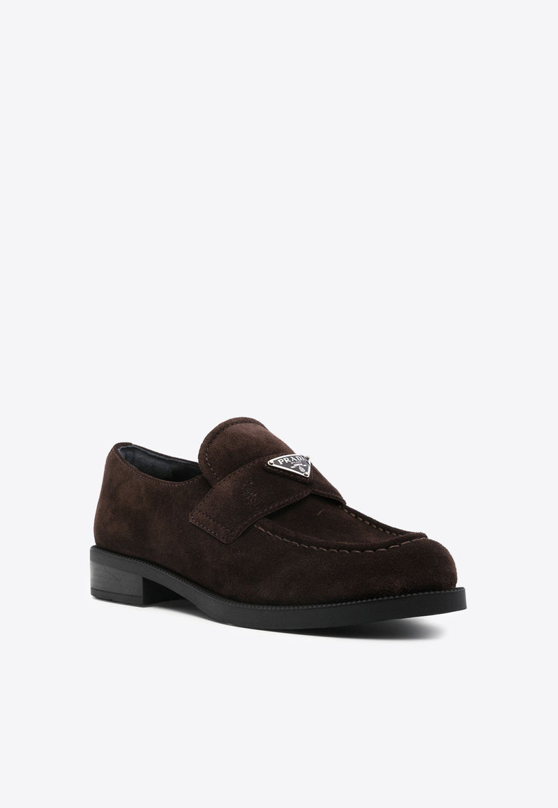 Triangle Logo Suede Loafers