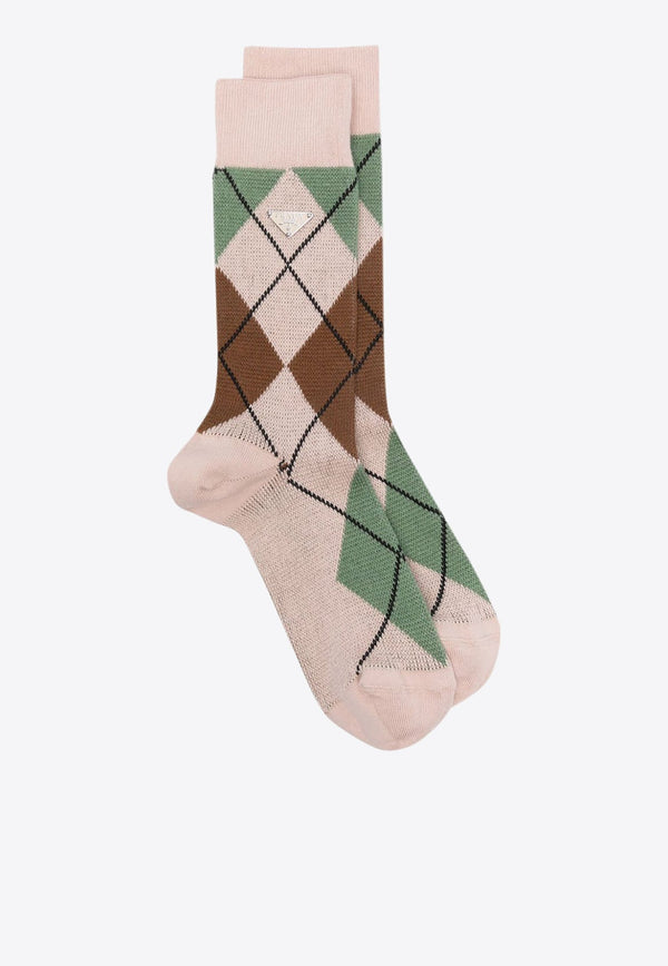 Argyle Pattern Crew Socks