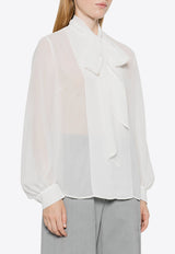 Polidori Tied-Neck Sheer Blouse