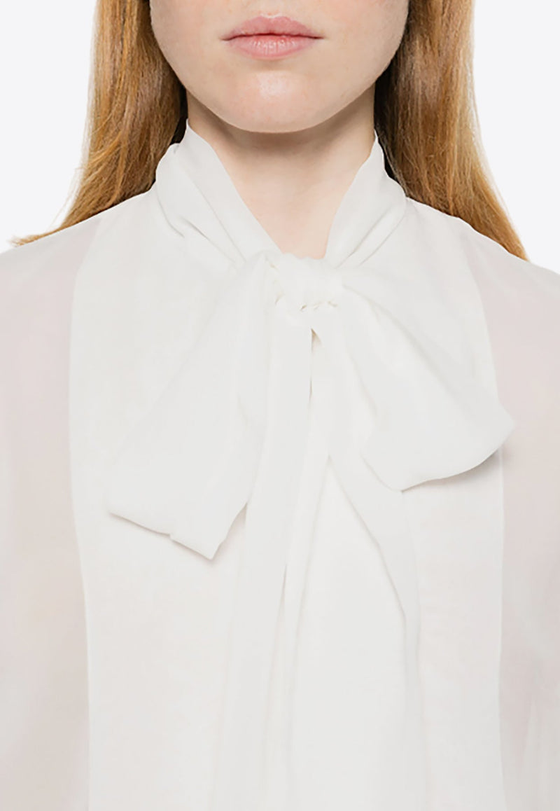 Polidori Tied-Neck Sheer Blouse