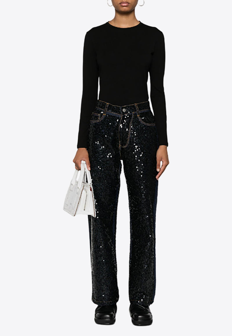 Guff Sequined Straight Jeans