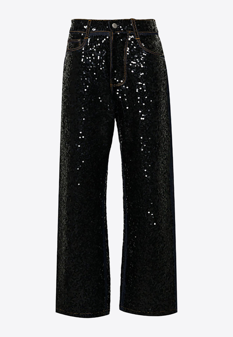 Guff Sequined Straight Jeans