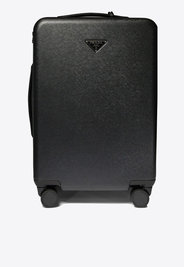 Triangle Logo Leather Suitcase