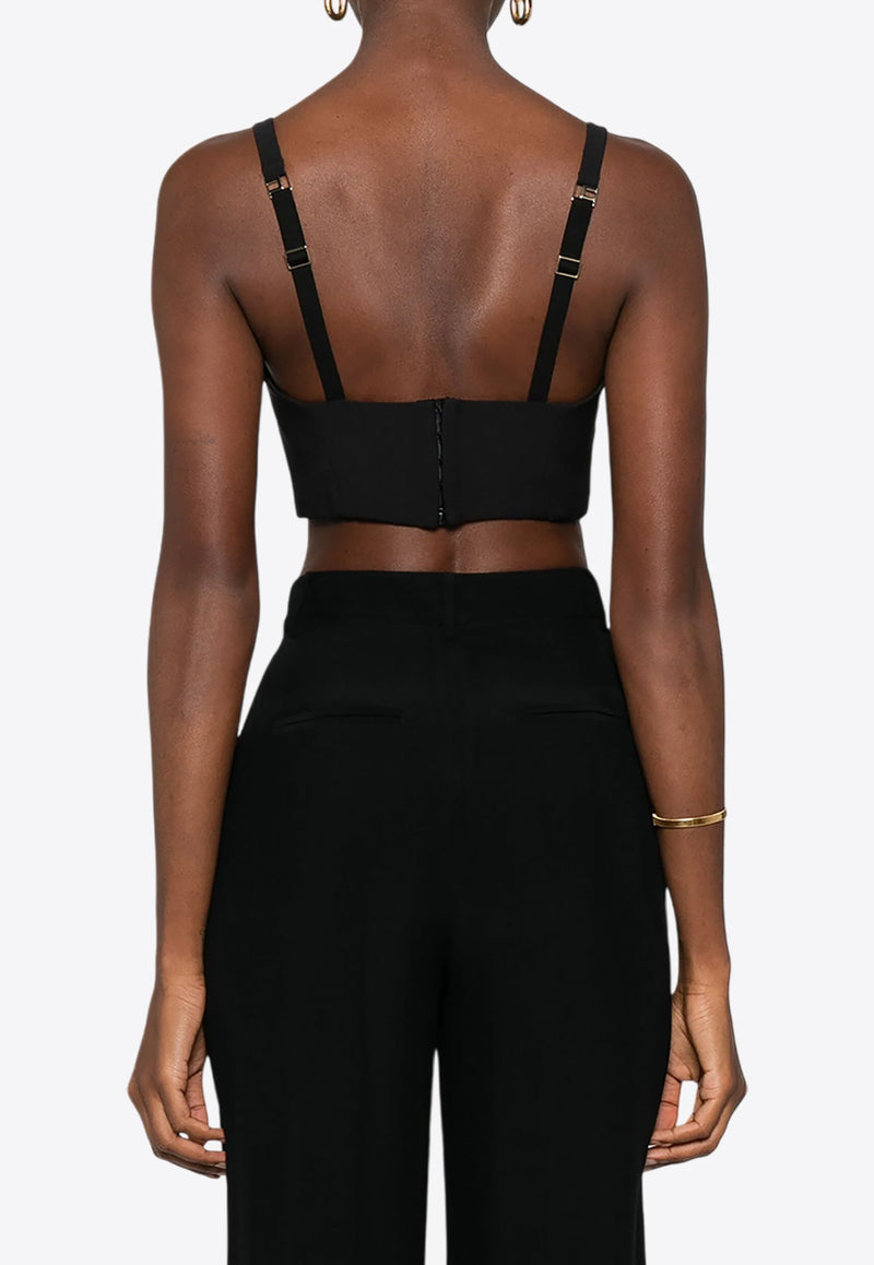 V-neck Crepe Cropped Top