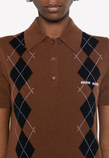 Intarsia Knit Cashmere Polo T-shirt