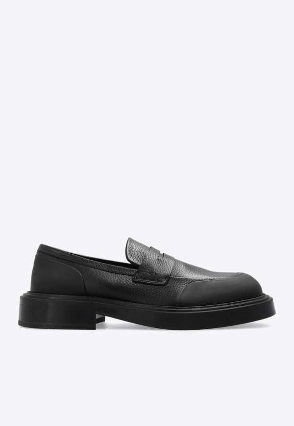 Dry Textured Leather Loafers