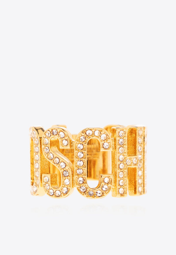 Rhinestone Embellished Logo Ring