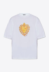 Heart Print Crewneck T-shirt