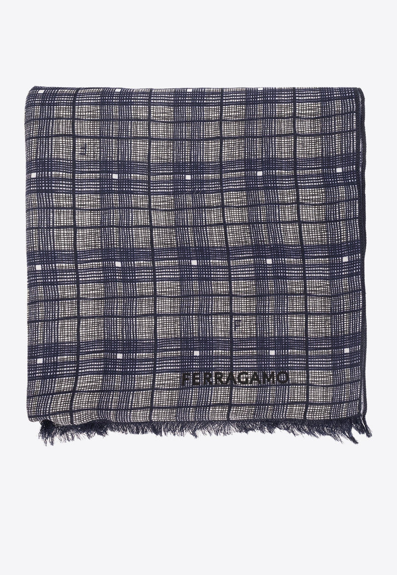 Logo Fringed Wool Scarf