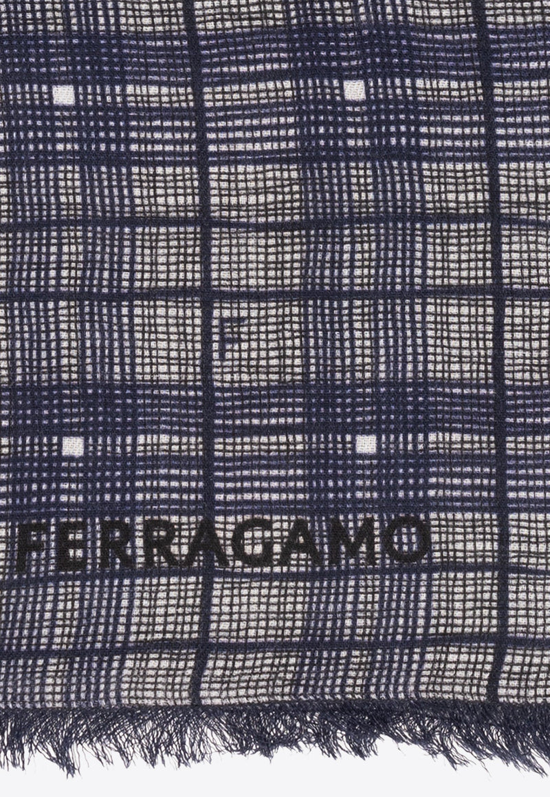 Logo Fringed Wool Scarf