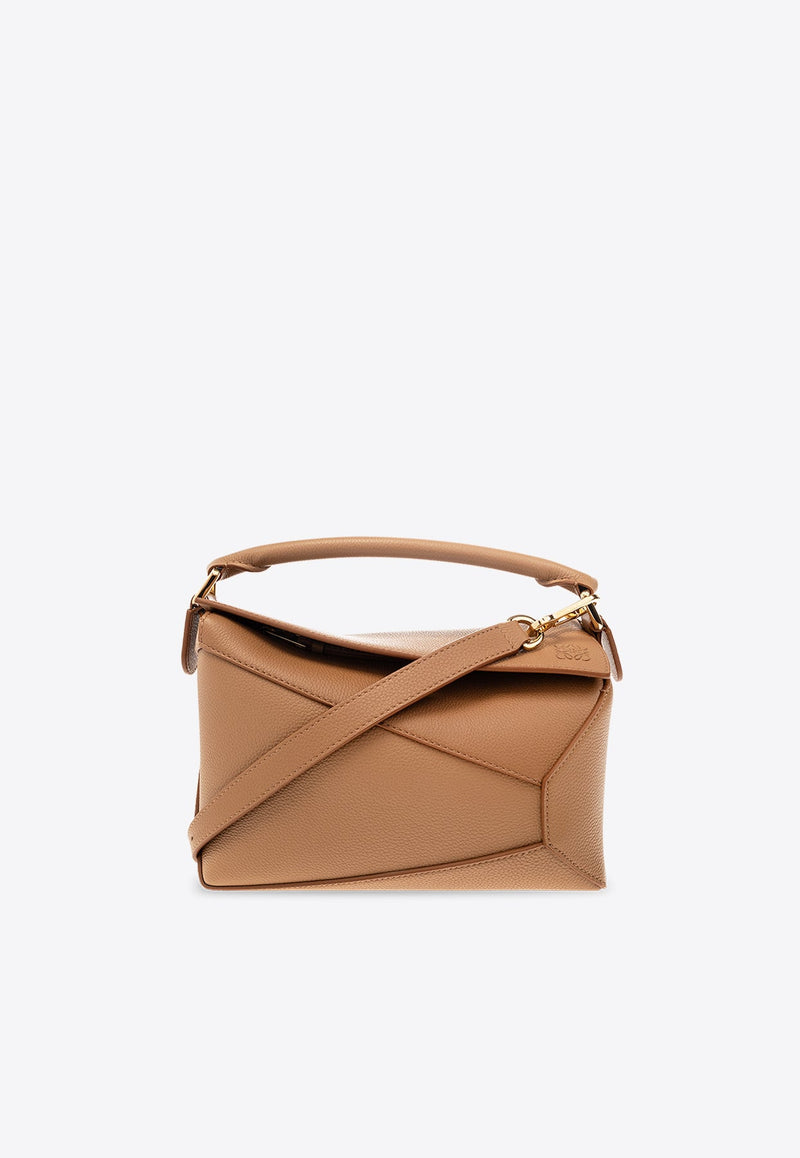 Small Puzzle Leather Top Handle Bag