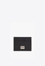 Logo Plaque Grained Leather Cardholder