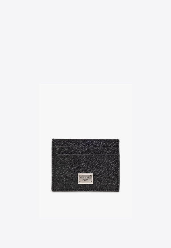 Logo Plaque Grained Leather Cardholder