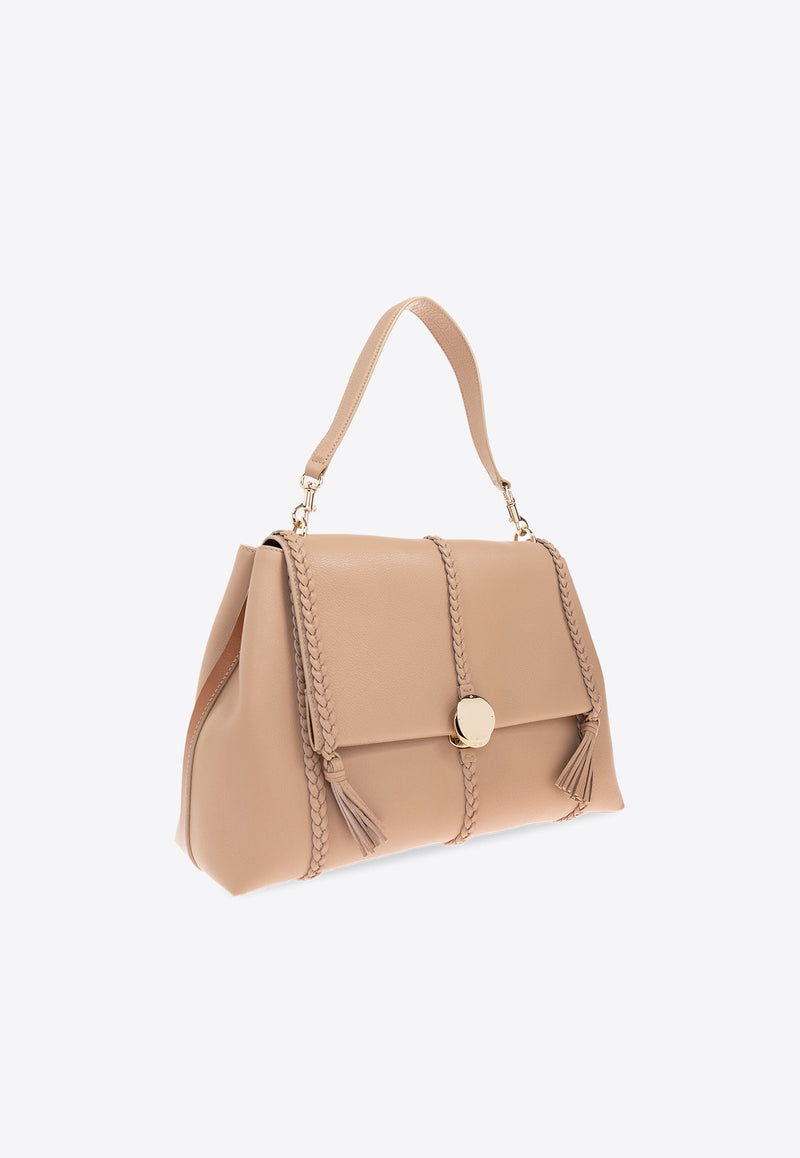 Large Penelope Grained Leather Shoulder Bag