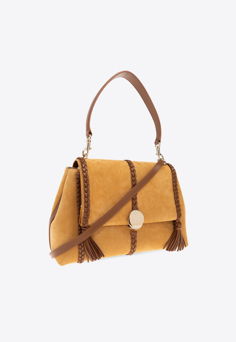 Medium Penelope Suede Shoulder Bag