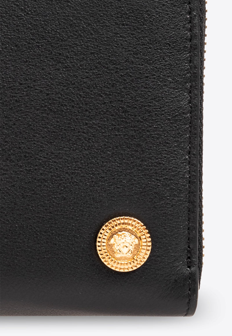 Medusa Logo Plaque Leather Wallet