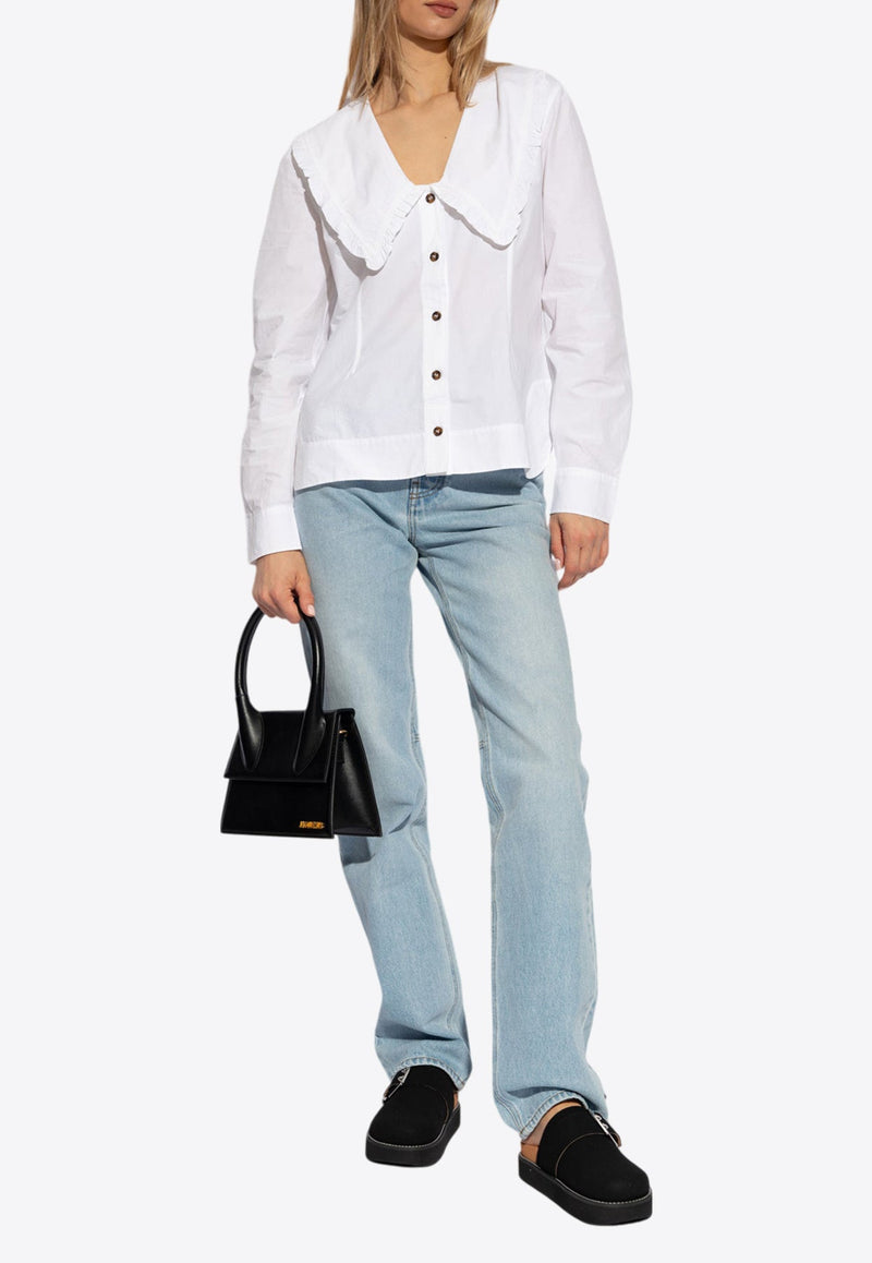 Ruffled Collar Buttoned Shirt