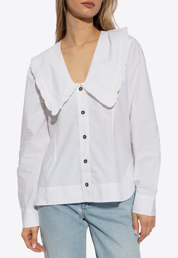 Ruffled Collar Buttoned Shirt