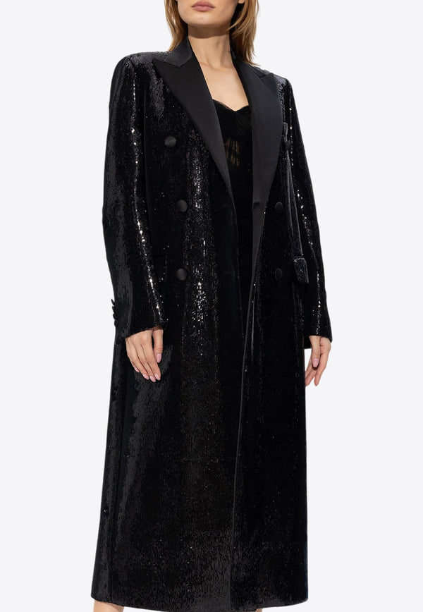 Sequin Embellished Double-Breasted Coat