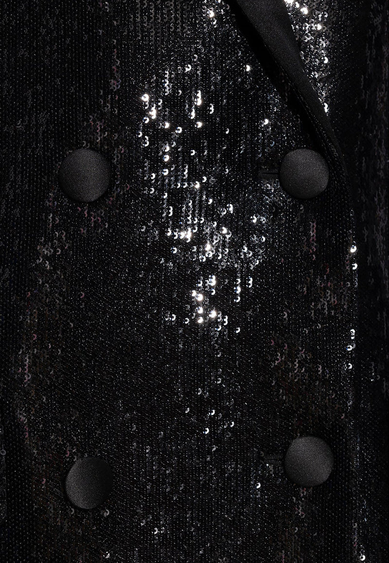 Sequin Embellished Double-Breasted Coat