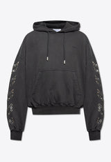 Diag Stripe Embellished Hooded Sweatshirt