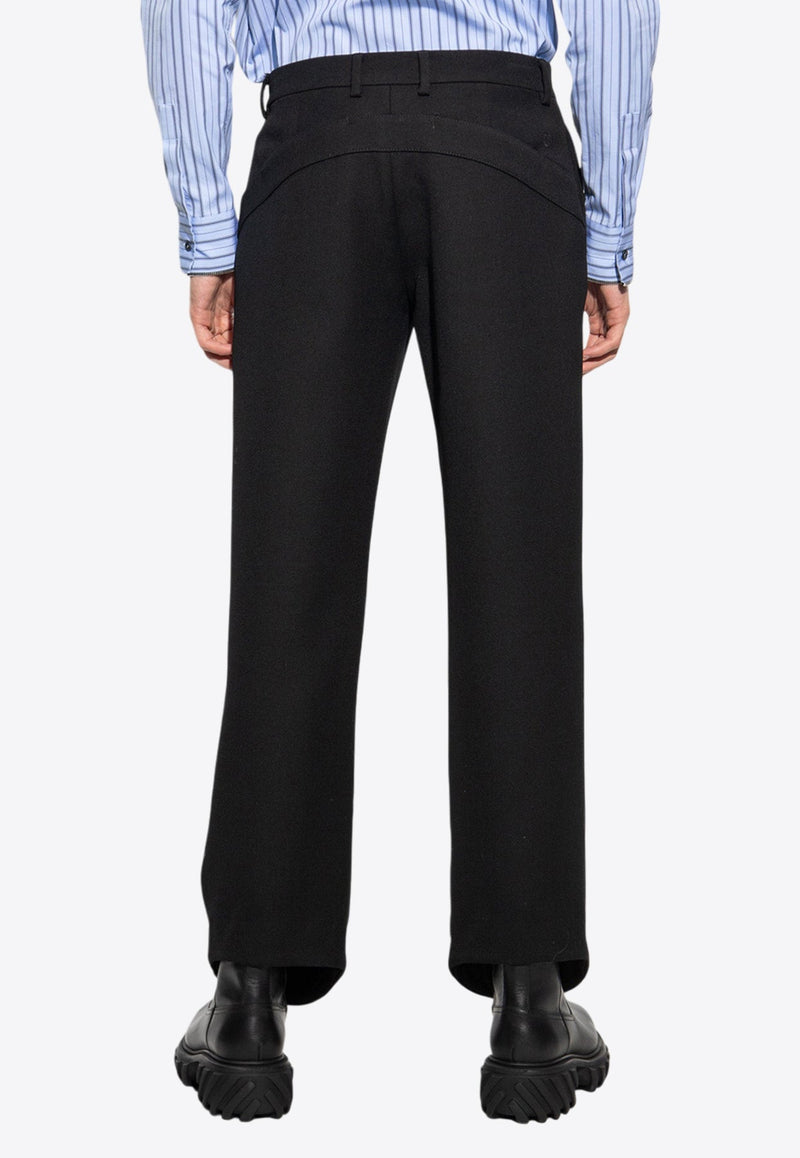 Straight-Leg Wool Tailored Pants