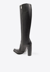 100 Pointed-Toe Leather Knee-High Boots