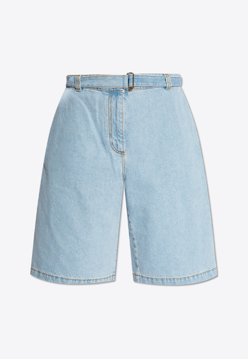 Logo Embroidered Denim Shorts