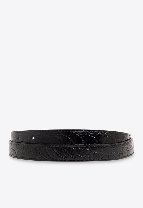 Greca Buckle Leather Belt