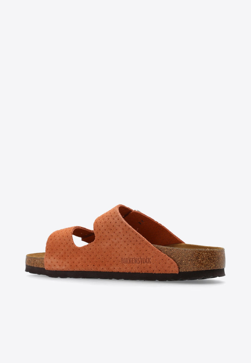 Arizona Double-Buckle Perforated Suede Slides