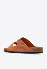 Arizona Double-Buckle Perforated Suede Slides