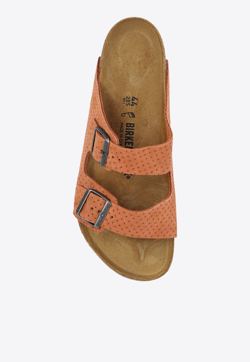 Arizona Double-Buckle Perforated Suede Slides