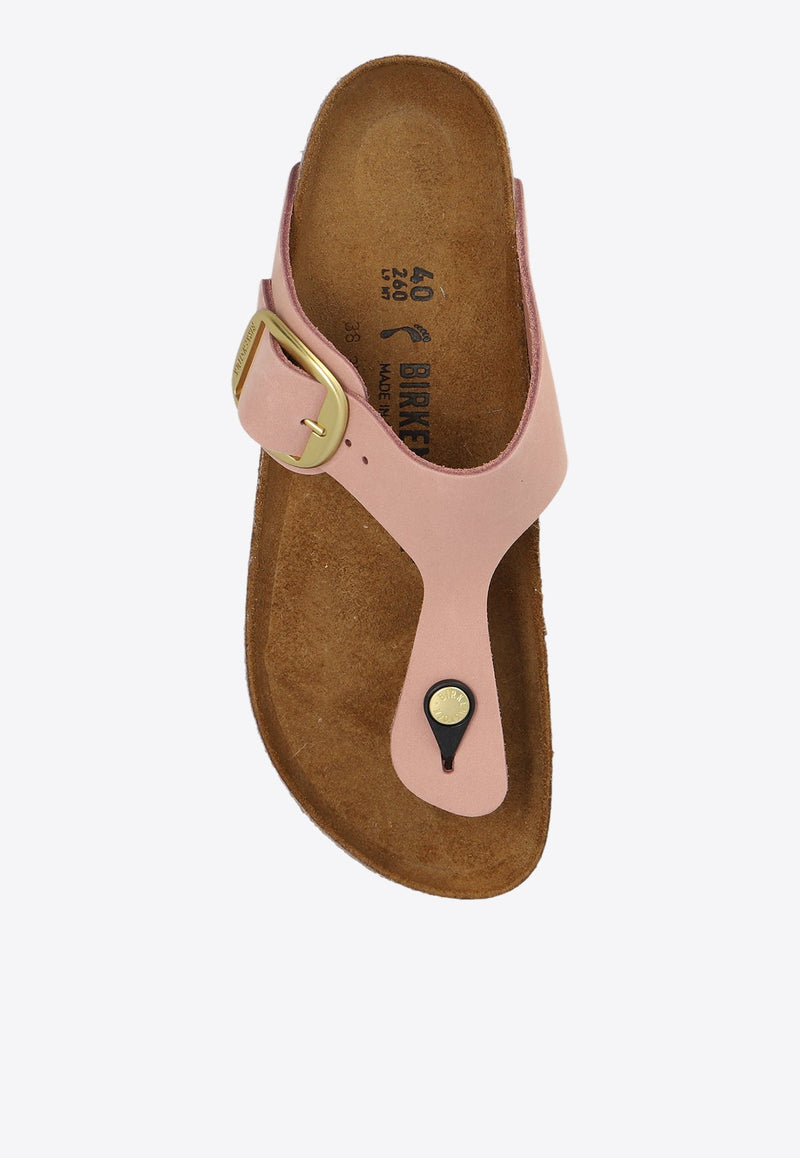 Gizeh Big-Buckle Leather Thong Sandals