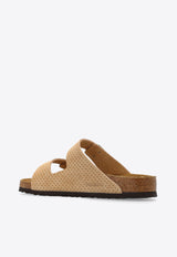 Arizona Double-Buckle Perforated Suede Slides