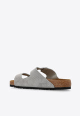 Arizona Double-Buckle Perforated Suede Slides