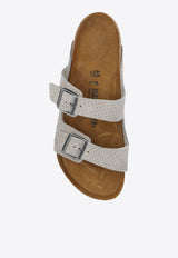 Arizona Double-Buckle Perforated Suede Slides