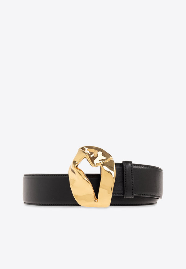 Abstract Buckle Leather Belt