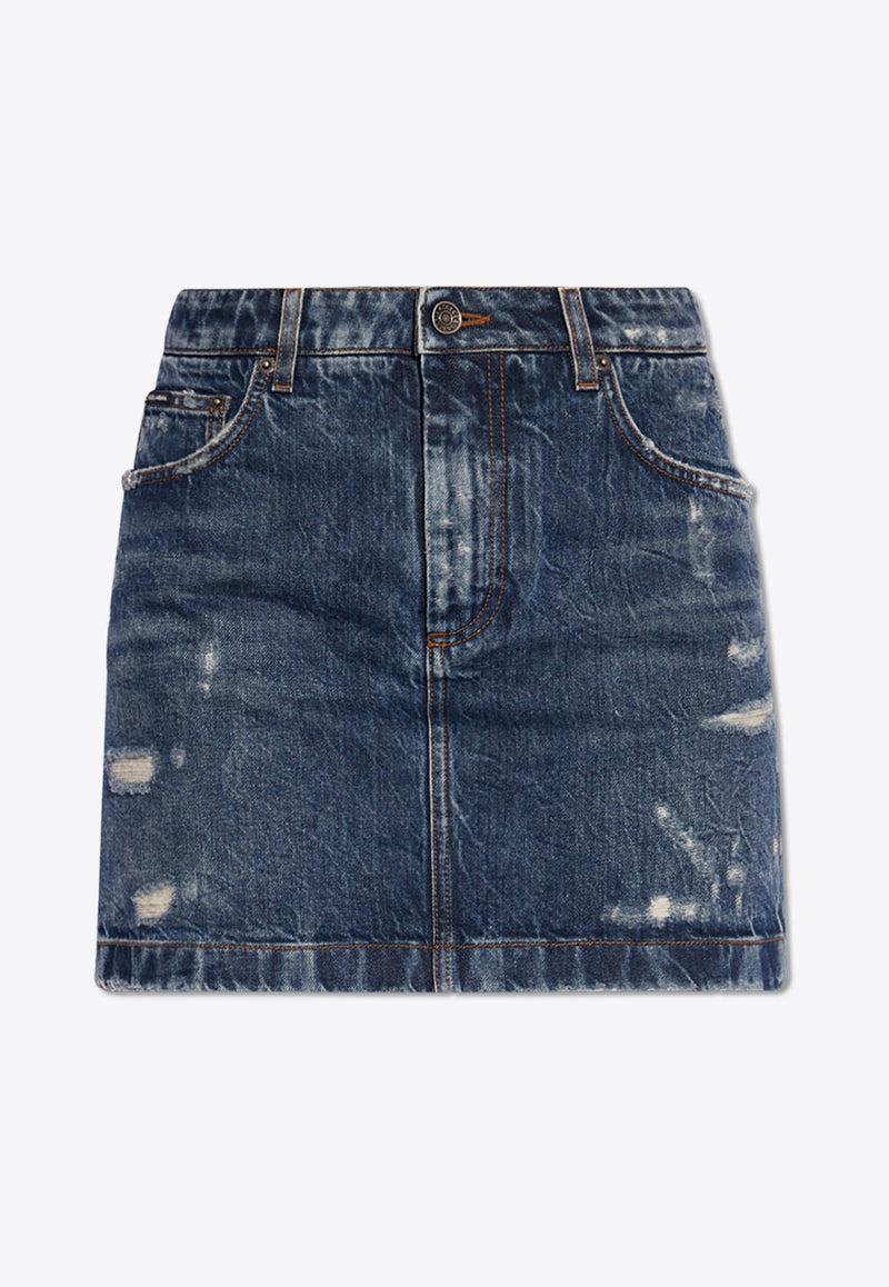 Distressed Denim Mini Skirt